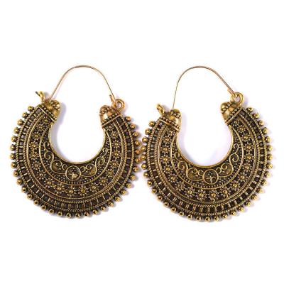 China CLASSIC Wholesale Ethnic Style Metal Hollow Dangle Hoop Earrings Vintage Drop Earrings Bohemian Drop Earrings for sale