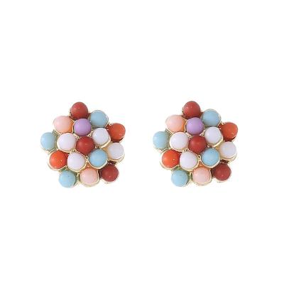 China CLASSIC S925 needle summer candy silver colors studs earrings studs simple temperament colorful ball joints earrings for sale