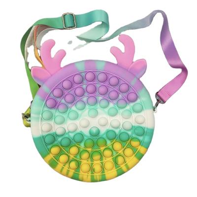 China 2021 New Silicone Push Up Noise Silicone Stress Reliever Handbag Bubble Sensory Toys Shoulder Sling Mini Bag For Girls for sale