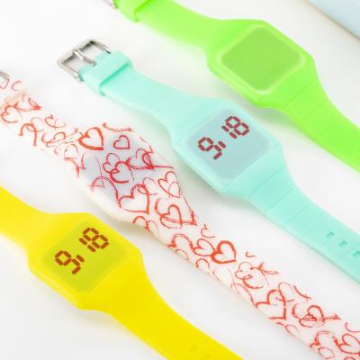 China Hot Selling Multiple Time Zone Touch Screen Printing Silicone KIDS LED Watch for sale