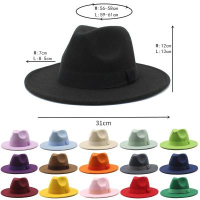 China Wholesale New Image Design Felt Hat Trilby Fadora Hat Fall Party Wide Flat Brim Fedora Hat With Decoration for sale