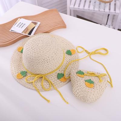 China Fashional Beach Sunscreen Straw Hat For Children New Fashion Wide Brim Sun Hat Summer Kids Outdoor Sun Visor Straw Hats for sale