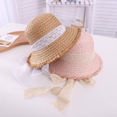 China New Fashion Fashional Kids Straw Hats Wholesale Wide Brim Grass Bucket Sunscreen Hat Summer Luxury Unisex Sun Top Hat for sale