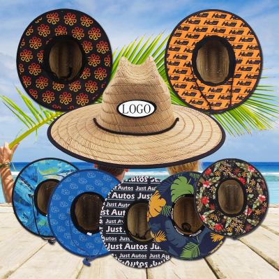 China High Quality Lifeguard Wide Brim Straw Beach Hat Summer Spring Logo Sun Protective Fishing Straw Fashional Unisex Multicolor Custom Hats for sale