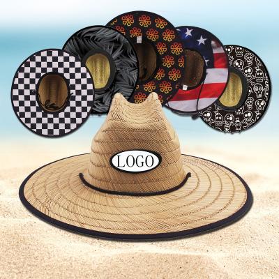 China Wide Beach Straw Hat Fishing Hat Wholesale Fashional Straw Hats Headwear Rush Grass Lifeguard Outdoor Tropical For Men for sale