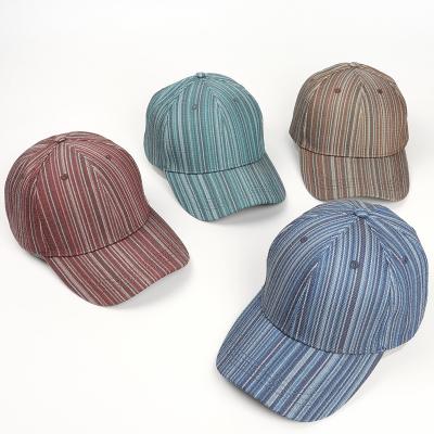 China JOINT Sports Hat Tie Dye Colorful Stripes Dark Polyester Denim Washed 6 Panel Unisex Gorras Sports Baseball Cap Hat for sale