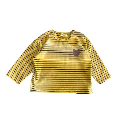 China Anti-pilling children's spring autumn new kid's soft cotton T long sleeved stripe T-shirt for boys girls for sale