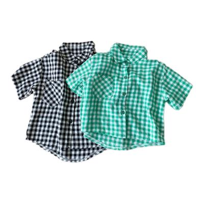 China Breathable New Design Best Selling Casual Children Boy Shirt Short Sleeve Plaid Shirts for Kids for sale