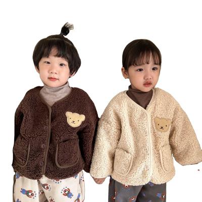 China Windproof children's turndown collar cotton coat Thicken Warm Boy Girl kid clothing Winter Thick Fur Cardigans for sale