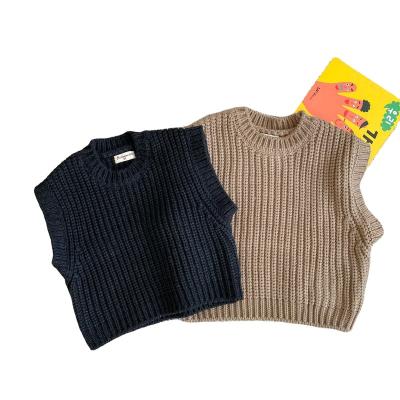 China Anti-wrinkle Children's autumn winter thick sweater vest for boys girls vintage sweater vest solid color for sale