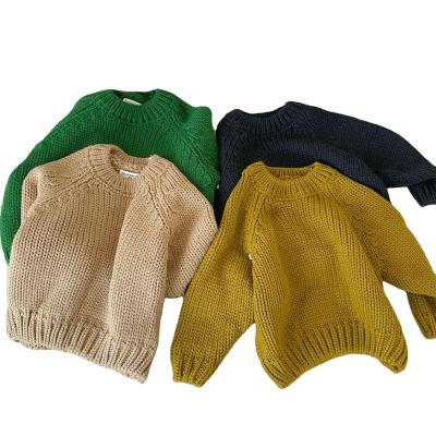 China Anti-wrinkle Children's sweater Crew neck sweater solid color boys girls' knitwear baby clothes autumn winter sweaters for sale