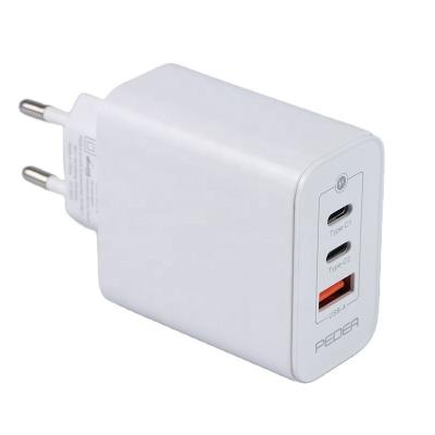 China High Speed ​​Charging New Arrival EU Plug Fast Charging PD 3.0 65W Gan Charger USB Type C Travel Charger 3 Ports Quick Charger PD Wall Charger For Laptop for sale