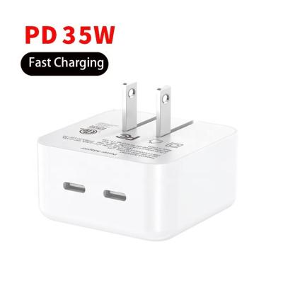 China Fast Charging Ship New Design Eu Us To Plug Dual PD Fast Charging Charger 40W Type C Dual 35W Wall Charger For Iphone 35W Usb C Charger for sale