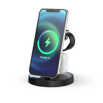 China Smart Qi High Speed ​​Custom Phone Shape Wireless Charger Stand 3 in 1 Mobile Phone Wireless Chargers for sale