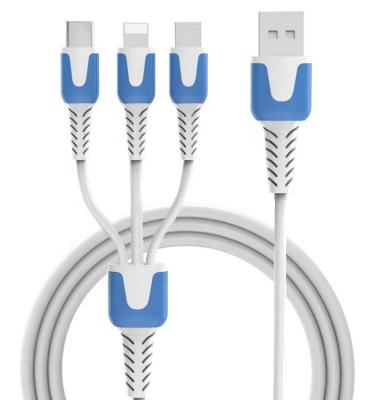 China Multi Function Data Transfer Cable Factory 3in1 USB Multiple Data Charging Cable 3 in 1 USB Cable Silicone Data Cable For Phone for sale