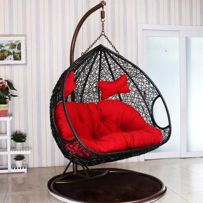 China Contemporary Outdoor Patio Furniture Two Seat Balcony Hotel Chair Kids Metal Wicker Rattan Egg Swing Hanging Chair Double With Stand for sale