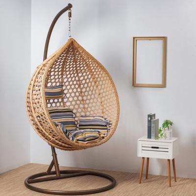 China Contemporary Outdoor Patio Swing Furniture Metal Wicker Rattan Husk Hotel Chair Kids Metal Wicker Rattan Husk Hanging Egg Swing Chair with Stand for sale