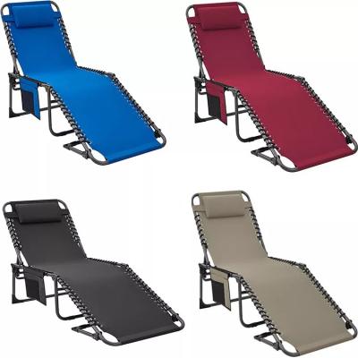 China Modern Outdoor Portable Collapsible Camping Chaise Lounge Chair Lightweight Adjustable Folding Beach Garden Patio Sun Extended Chair for sale