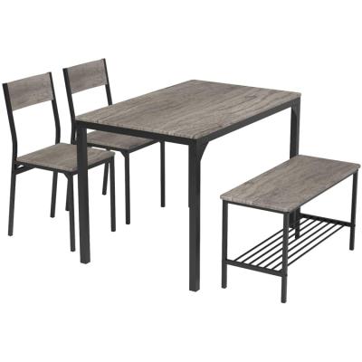 China Morden Extendable Furniture 4 Piece Computer Desk Table Set Home Kitchen Dining Table And Chairs Dinner Set With 2 Chairs And A Bench for sale