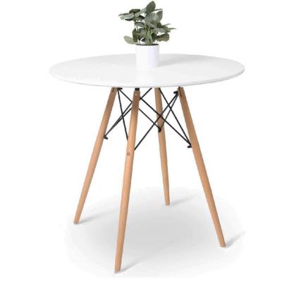 China Nordic Adjustable Modern Small Circle Room Kitchen Coffee Table Tea Coffee White Dining Table With Legs MDF Wood Top For Small Spaces for sale