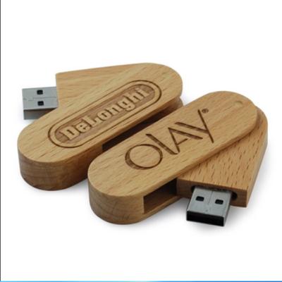 China Rectangle Wooden Sinopoo Top Swivel Flash Drive Customized Logo USB Memory Stick 512MB-512GB for sale