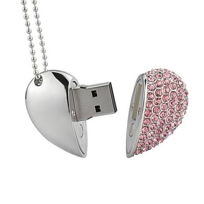 China NECKLACE Diamond Promotional Heart Shaped Jewelery Crystal USB Flash Drive for sale