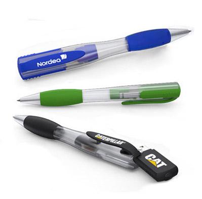 China Plastic Pen Promotional 2-in-1 Double Impact Pen USB Drive for sale