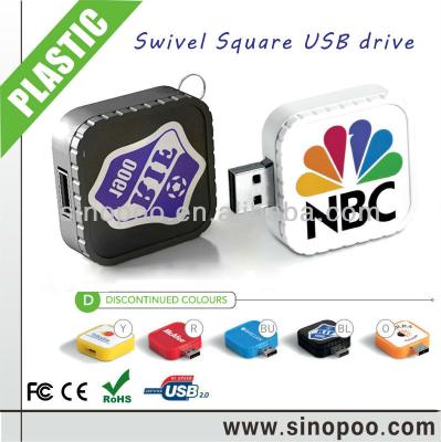 China Square Wristband Rotation USB Flash Drive With Customized Epoxy Doming Logo for sale