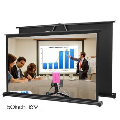 China 50 Inch 16:9 Drop Down Projector Screen Matte White Foldable Table Projector Portable Table Screen for Office Business Travel Cinema for sale