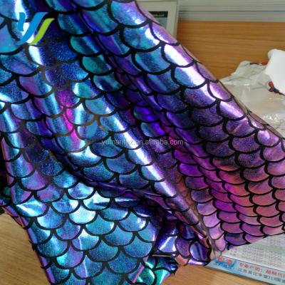 China simple green fish scale fabric mermaid spandex fabric for sale