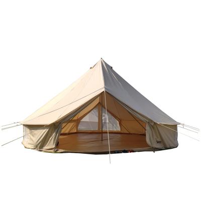 China Camouflage / field play 5m cotton canvas bell tent luxury glamping outdoor glamping tent for sale