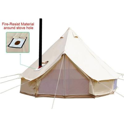 China Heavy duty titanium alloy cotton canvas bell tent luxury glamping tent UK for sale