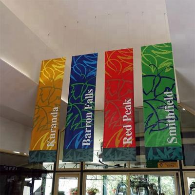 China Advertising Promotional Custom Vertical Wall Banner PVC Hanging Cable Vinyl Ceilling Solvent Banner for sale