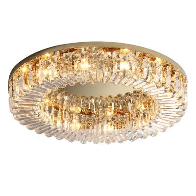 China Custom Indoor Decorative Dimmable K9 Crystal Home MountedCeiling Lamp LED Chandeliers Ceiling Light for sale