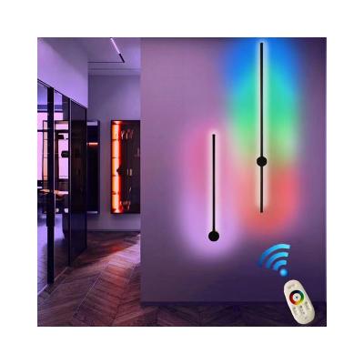 China Nordic Modern Brighting Living Room Bedroom Lighting Fancy LED Color Changing Dimmable RGB Remote Wall Lamp for sale