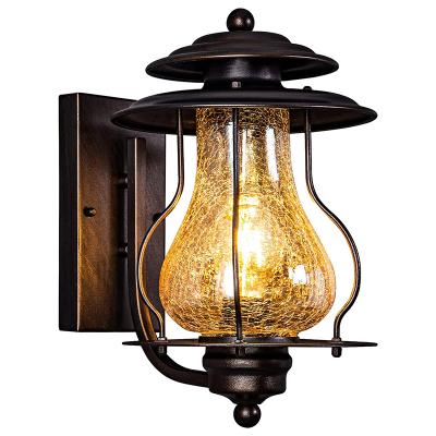 China Rustic Aluminum Retro Garden Light Retro Outdoor Garden Light Outside Vintage Wall Lamp Backyard Gate Hallway Slot Glass Wall Light for sale