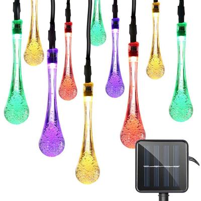 China Lovely Beautiful 21.3 Feet 30 LED String Raindrop Multicolor Outdoor Solar Solar Twinkle Lights Lights Christmas for sale