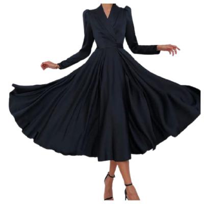 China Anti-Static Gorgeous Muslim V-Neckline Tea Length Party Prom Dress Gown Dress for Any Season Formal Evening Dress for sale