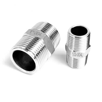 China SS304/SS316 NPT Bspt Stainless Steel Thread Pipe Fitting SS304 Nipple Hex Nipple for sale