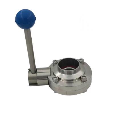 China General Sanitary Grade Dairy Sanitary Sanitary TC 304 316 Welded Manual Butterfly Valve for sale