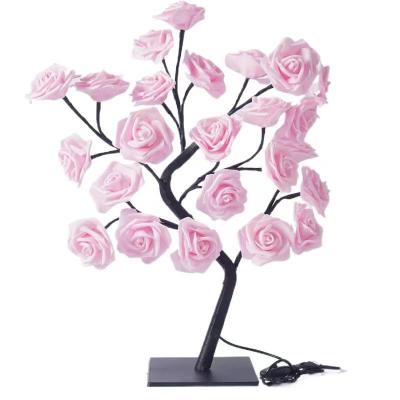 China Lovely Romantic Led Plug-in Rose Tree Lamp Simulation Mounted Room Decoration Night Home Lighting Lamp for sale