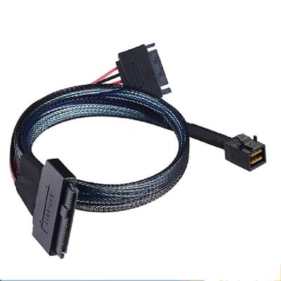 China Dailyetech Computer 0.5m 1.5ft Mini Sas Sff 8643 To U.2 Sff-8639 Cable With 15 Pin Female Sata Connector Ssd Power Cable Wire 12gb/s for sale