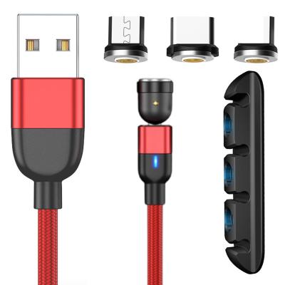 China Strong Magnetic + LED Indicator + 360Â ° High Speed ​​Micro 540 180 Palladium Usb Cable 360 ​​Degree Magnetic Cable 3 In 1 Usb Cable For Mobile Phone Charger for sale