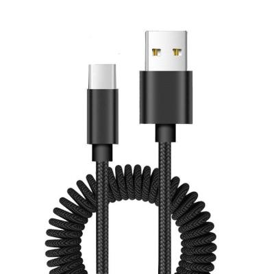 China Electronic Factory New 6.6ft Mobile Phone Product Spring Usb A To Stretch Cord Micro Braid Nylon Spring Spiral Curly Coiled Data Cable for sale