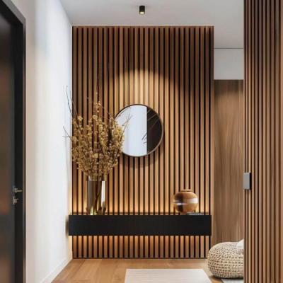 China Natural Veneer Slatted Wood Acoustic Panels HDF Materials Sound Proof CE FSC for sale