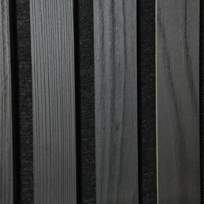 China Black Color Acoustic Wood Slat Panels Polyester Fiber MDF For Hotel Decor for sale