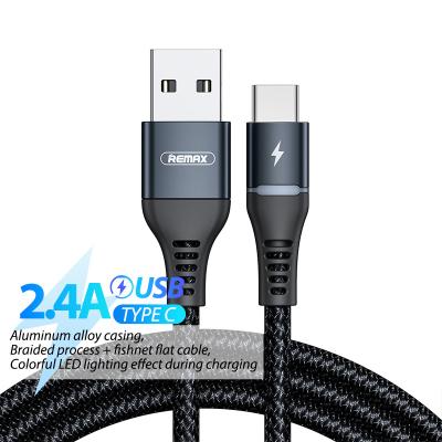 China COMPUTER Remax Multicolor Led Glow Cables Braided Universal Micro Type C Data Cable Charging Usb Stock Metal Lightnings Fast Charger for sale