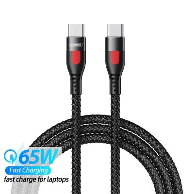 China Remax RC-195 1M Usb PD Fast Charging Polyester 65W Nylon Braided Type Phone Charging Cable Laptop PC Laptop Charger 65W for sale