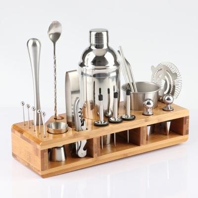 China Mixology Profesional Boston Jigger Steel Cocktail Shaker Set Bar Tool Stainless Bamboo Low Bartender Kit for sale