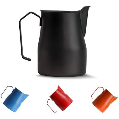 China Viable Custom Bartender Milk Pitcher Art Steaming Black Coffee Jug Logo Latte Espresso Tools Stainless Steel for sale